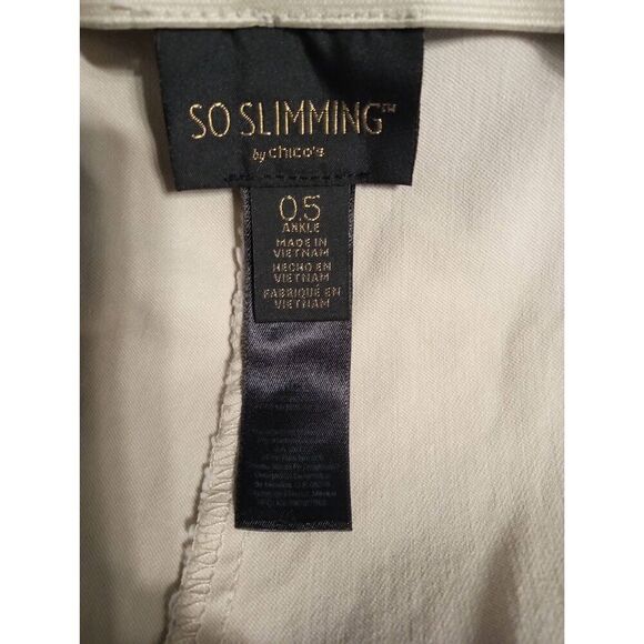 Chico's Pants Women 0.5 6 Beige So Slimming Slim Leg Pull On Ankle Pants - Picture 3 of 4